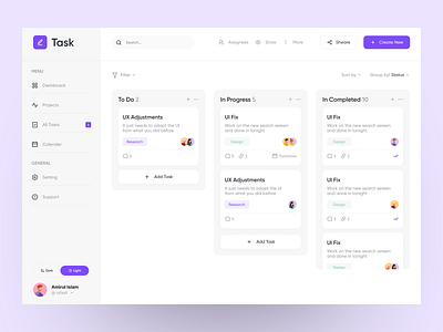 Task Management Dashboard analytics concept dashboard home screen management pannel planner project management tasks team team manager ui ux