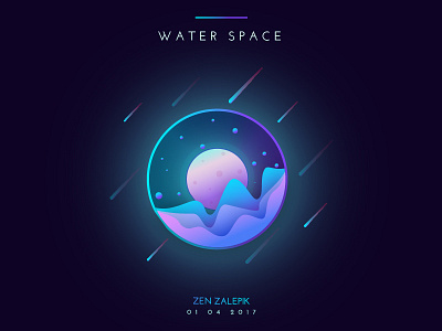 Candy Water Planet at Water Space design galaxy gradients illustration illustrator moon poster shot space stars waves web