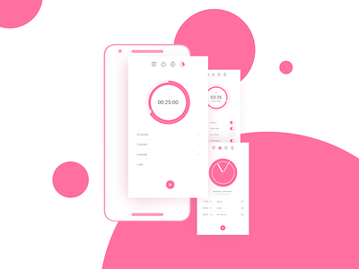 Freebie | Clock App Concept alarm app clock design flatdesign iphone mobile modern nexus pink timer ui uiux