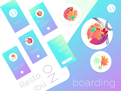Resto Ibu iOS App | Onboarding app design food gradient illustration ios leo mobile natsume restaurant ui uiux