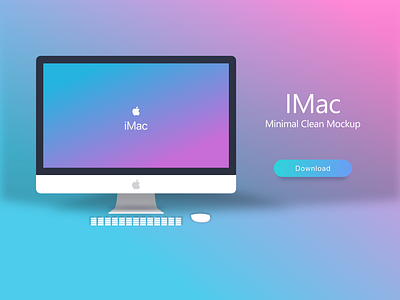 Imac Minimal Mocup Gradient apple clean desktop download free freebie gradient imac kit minimal mockup ui