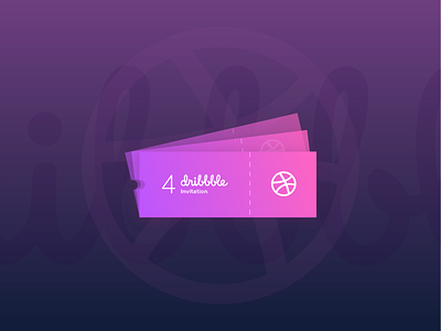 Zalepik | 4 Dribbble Invites Kartu Tiket 4 card dark dribbble dribbble best shot gradient invites pink ticket