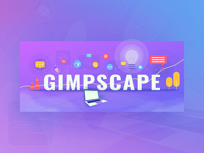 GimpscapeID Banner Gimpscape colorfull gradient illustration indonesia landing page layout mockup modern paperpillar ui uiux website website design zalepik