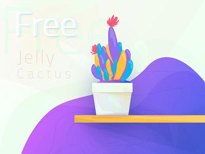 Freebie | Jelly Cactus cactus colorful design download free freebie gradient illustration inkscape jelly mockup modern plant purple zalepik