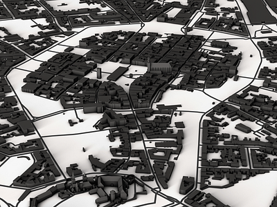 Krakow 3d 3d design black and white cartography cinema 4d dem earth design graphic greyscale illustration map design maps minimal minimalism spacelaser