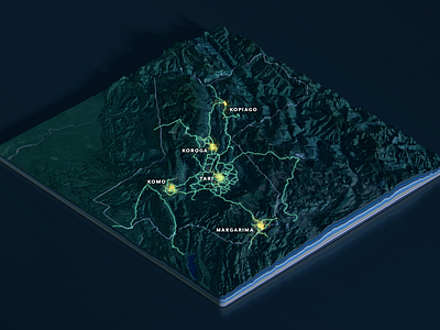 Papua New Guinea Map Slices - Night-time 3d 3d design cinema 4d coronarender design maps spacelaser