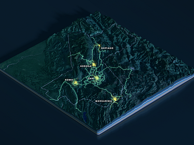 Papua New Guinea Map Slices - Night-time