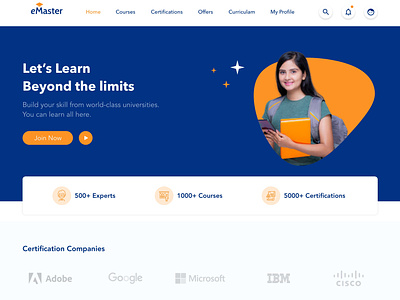 The online learning website design education emaster learning online ui