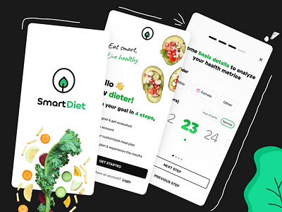 Smartphone fitness app onboarding (SmartDiet)