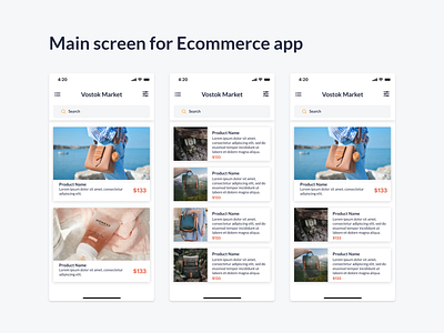 Mobile ui design for ui kit ecommerce app main page market marketplace app mobile mobile app design mobile ui product card shop ui