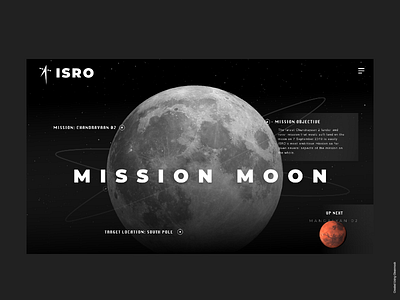 India's Moon Mission dark landing page space uiux uxdesign webdesign