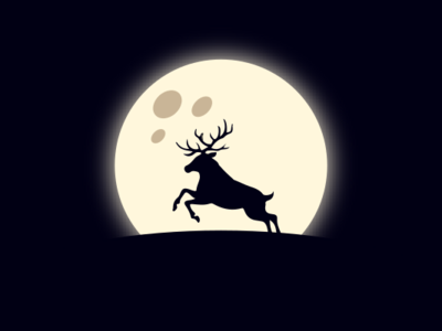 Deermoon dark blue deer elk moon night