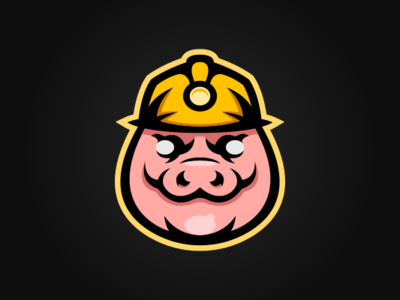 Miner Pig Mascot Logo esports gaming mascot logo mine miner pig pink sports