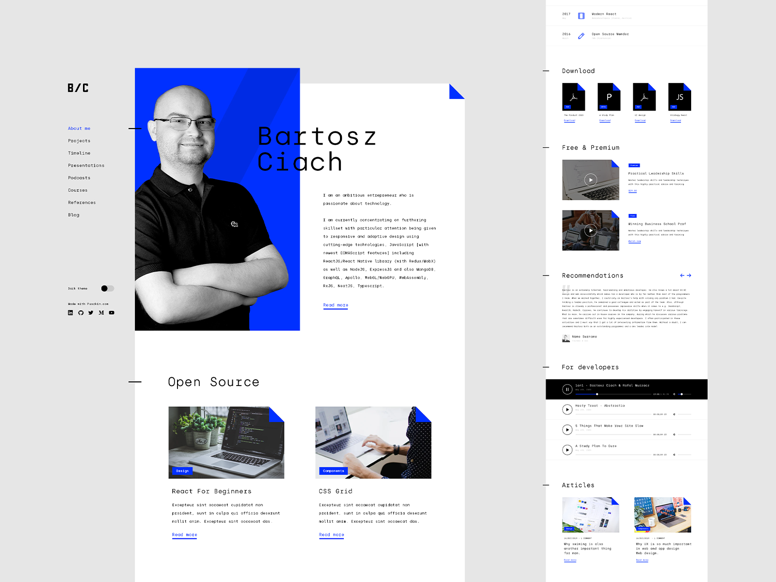 Developer Portfolio - part 1 by Rafal Murzacz on Dribbble