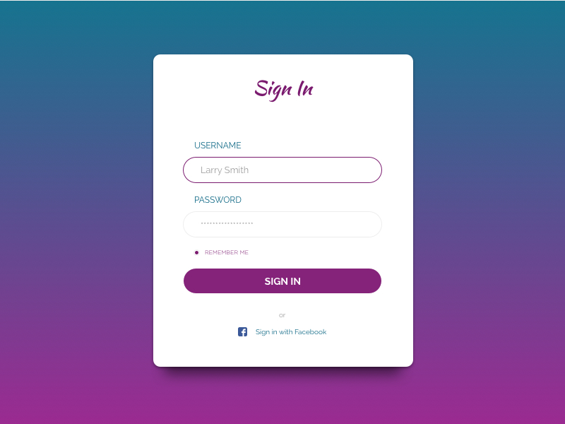 Sign in form by Matteo on Dribbble