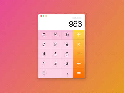 Mac Calculator calculator colors design gradient mac numbers photoshop shot sketch