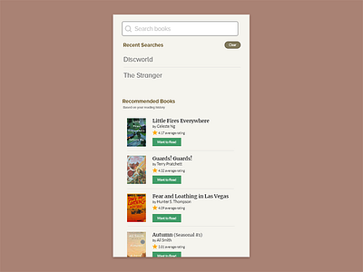 Daily UI #022 - Search app clean dailyui flat goodreads product redesign search type ui ux visual