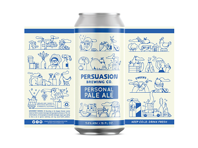 Persuasion Brewing art beer art beer can beer label branding drawing graphic design identity illustration illustrator logo type