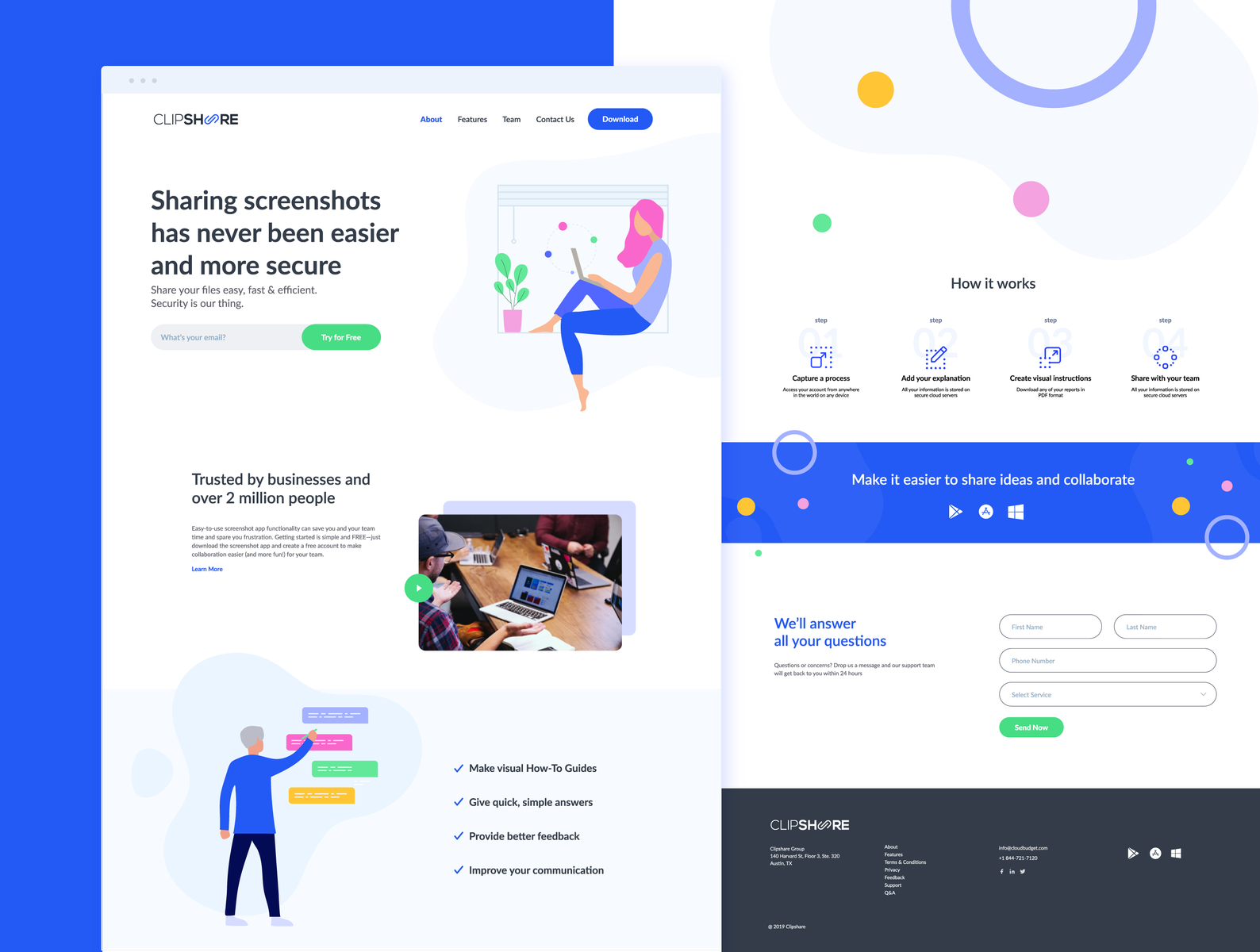Clipshare Landing Page by Irina on Dribbble