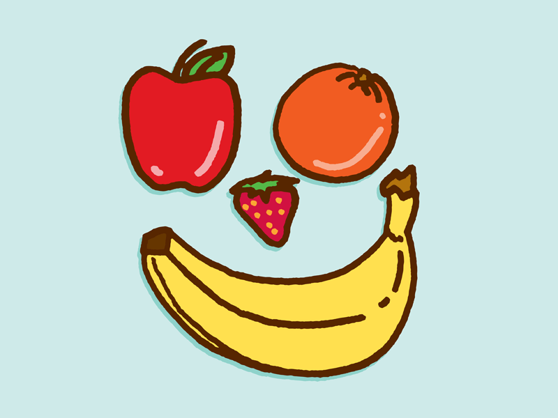 Fruit Face apple art banana face food fruit illustration josh lafayette lol orange strawberry