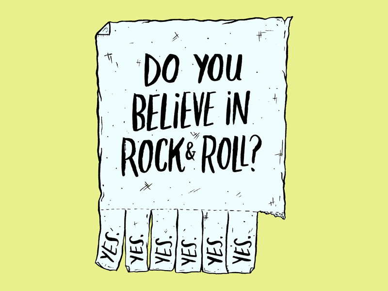 Believe in Rock & Roll art flier flyer illustration josh lafayette lettering lol rock and roll take one typography yes