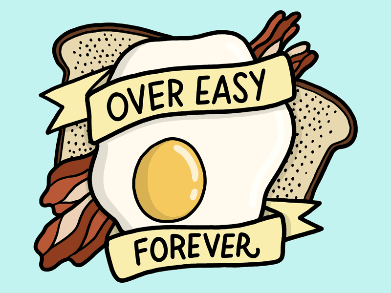 Over Easy Forever bacon breakfast egg flash food illustration josh lafayette lettering lol tattoo toast typography