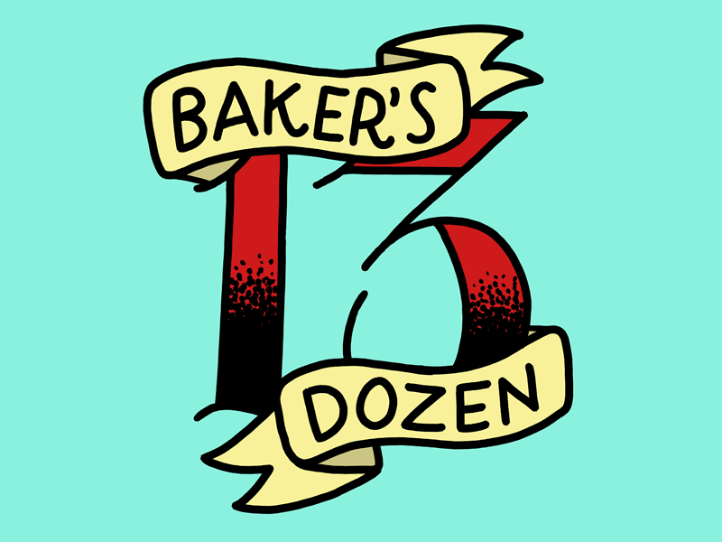 Baker's Dozen 13 bakers dozen flash illustration josh lafayette lettering lol lucky tattoo typography