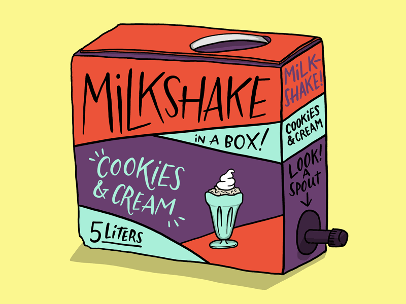 Boxed Milkshake art drink food illustration josh lafayette lettering lol milkshake