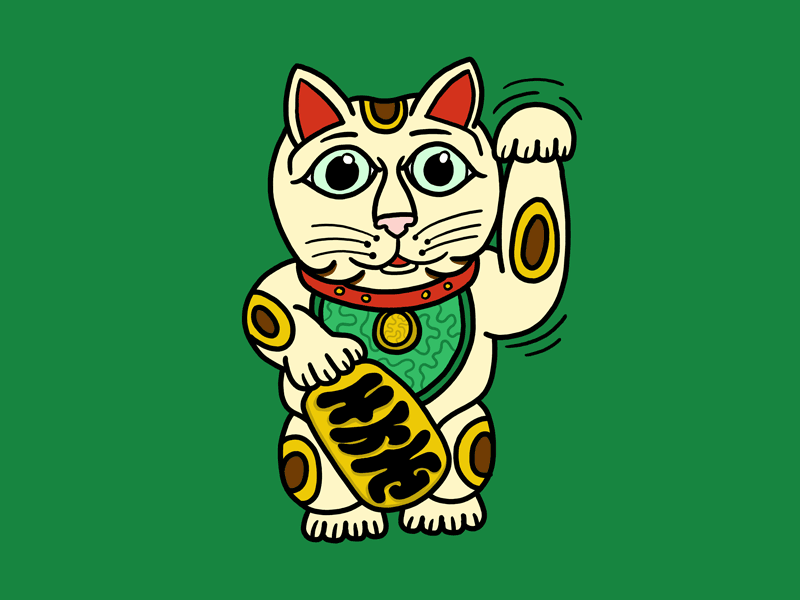 Maneki-neko art cat illustration josh lafayette maneki neko the beckoning cat waving cat