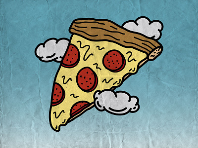 Floating Pizza art clouds floating illustration josh lafayette lol pizza