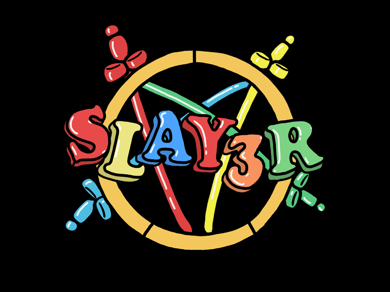 Slayer—For Kids! art balloons illustration josh lafayette lettering lol magnets music slayer typography