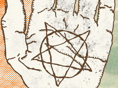 A Fourth Beast Arose 666 halftone hand pentagram texture