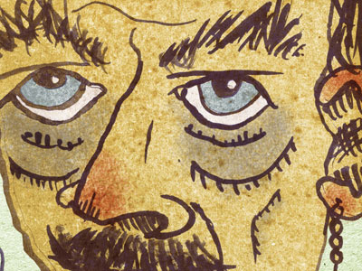 Colored that Old Man brush eyes illustration ink portrait texture