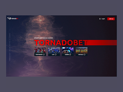 Tornadobet welcome page betting casino design moscow ui ux