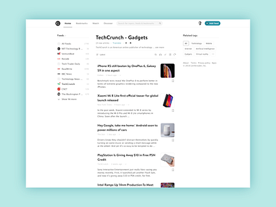 News aggregator app app design flat minimal product design typography web web design website