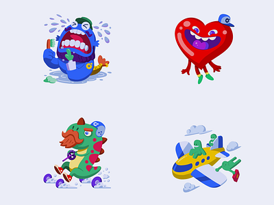 Chat stickers animation app design flat illustration product design vector web design