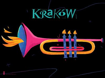 Krakow design digital digital art dragon fire illustration krakow lettering magic poland polska poster posterdesign posters smok texture trumpet typography