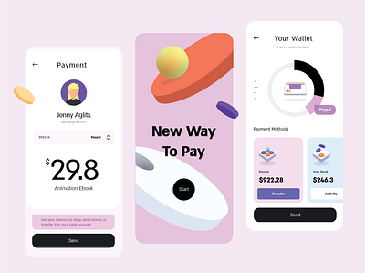 Online Wallet APP Screens Sample app design graphicdesign ui uidesign vector