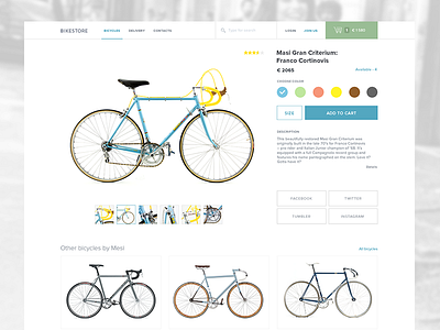Bicycle product page bicycle clean ecommerce page product simple site web