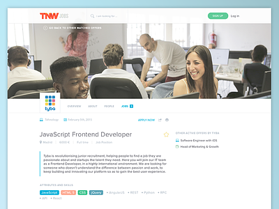 TNW Jobs clean ico job job position simple site tyba web