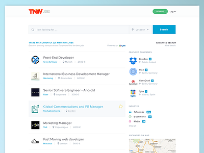 TNW Jobs main page clean ico job job position simple site tyba web