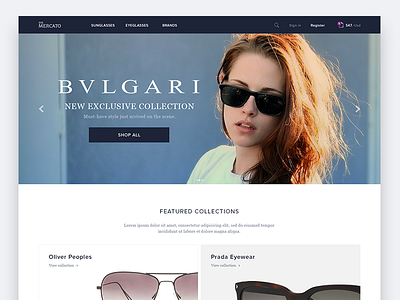 The Mercato Glasses Shop clean ecommerce magazine modern shop site web