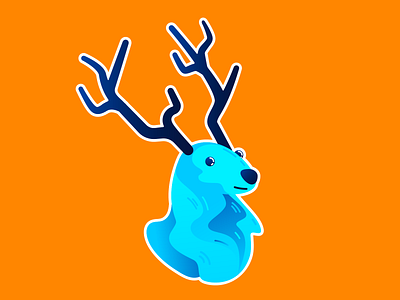 Blue Deer Sticker Design animal colorful design deer design flat design flow illustration illustrator vector