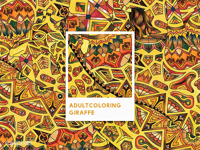 04 Pantone - Giraffe adultcoloring colorpencil drawing giraffe pantone graphic tribe yellow