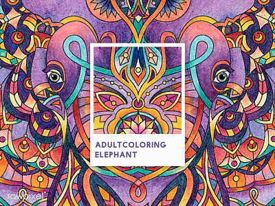 10 Pantone - Elephant adultcoloring colorpencil drawing elephant graphic pantone tribe violet