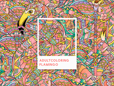 12 Pantone - Flamingo adultcoloring colorpencil drawing graphic peach pantone flamingo tribe