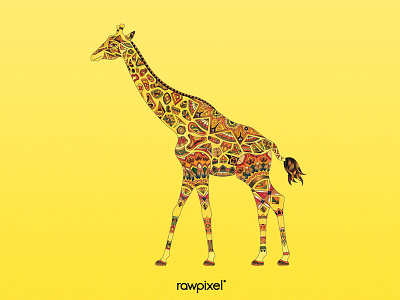 29 Giraffe adultcoloring colorpencil drawing giraffe pantone graphic tribe yellow