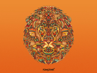 30 Lion adultcoloring colorpencil drawing graphic lion pantone brown tribe
