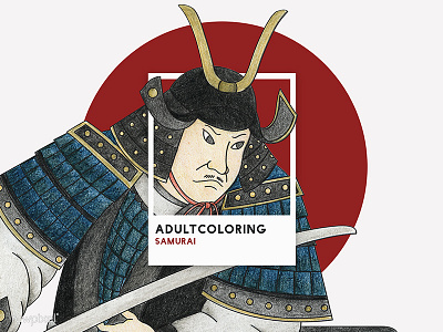 41 Pantone - SAMURAI 02 adultcoloring colorpencil drawing graphic red samurai tribe