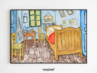 54 Pantone - Bedroom In Arles adultcoloring bedroom drawing graphic pantone yelloq colorpencil